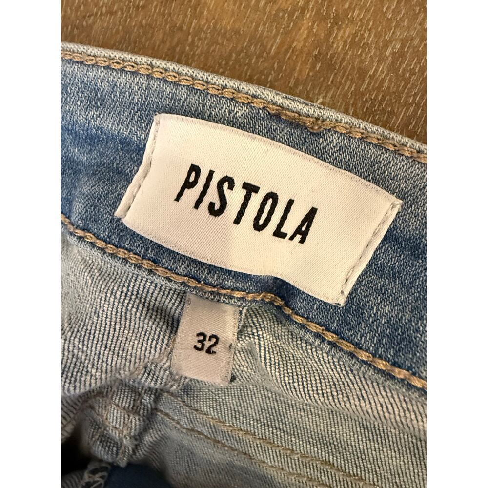 PISTOLA Light Wash Denim Straight Leg Distressed Jeans Women 32 - Picture 4 of 7